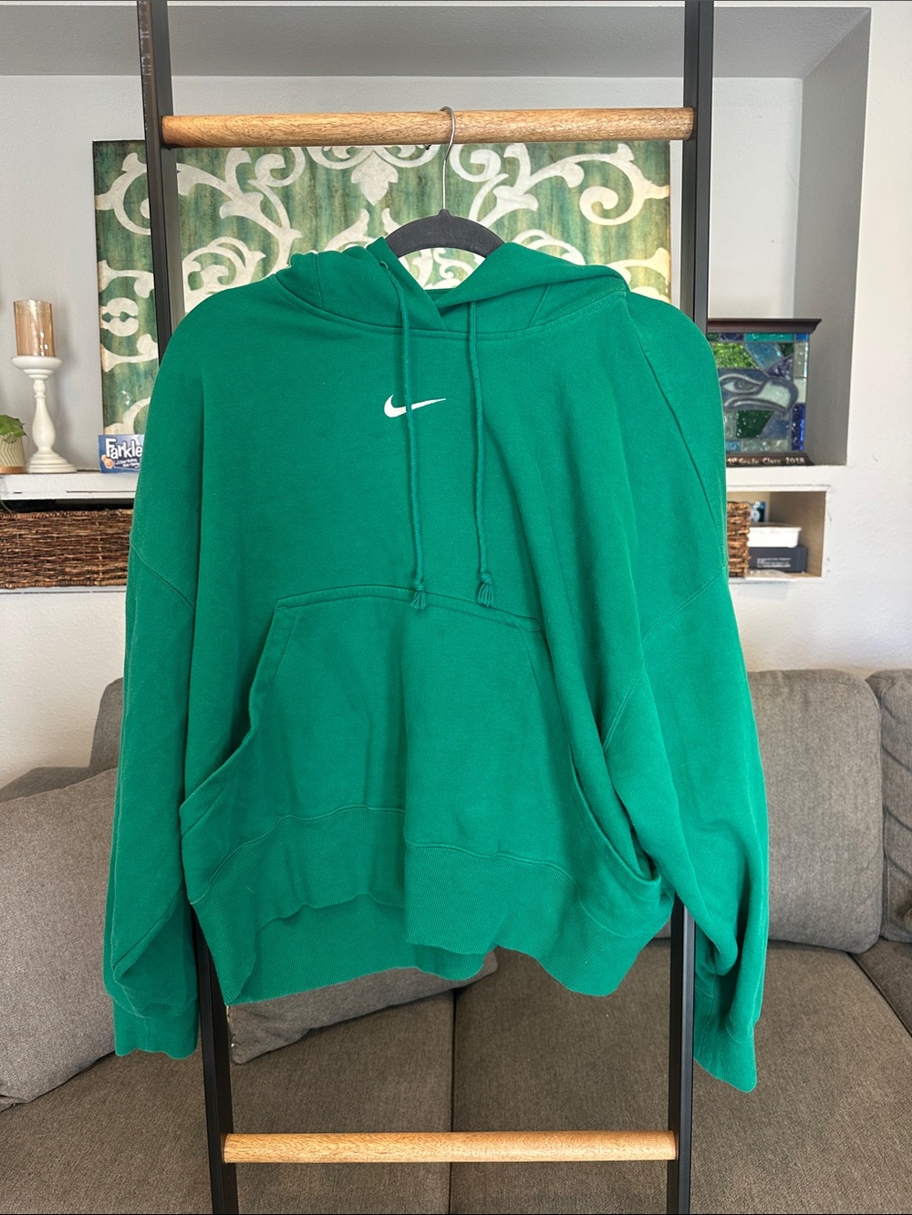 Nike Green Crewneck Hoodie with White Swoosh